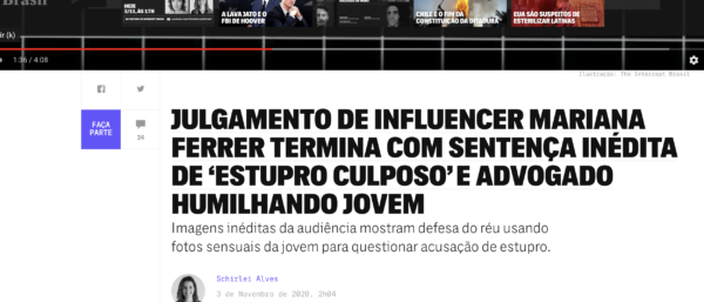 Capa da publicação Caso Mariana Ferrer: o estupro (doloso) cometido pelo site The Intercept Brasil